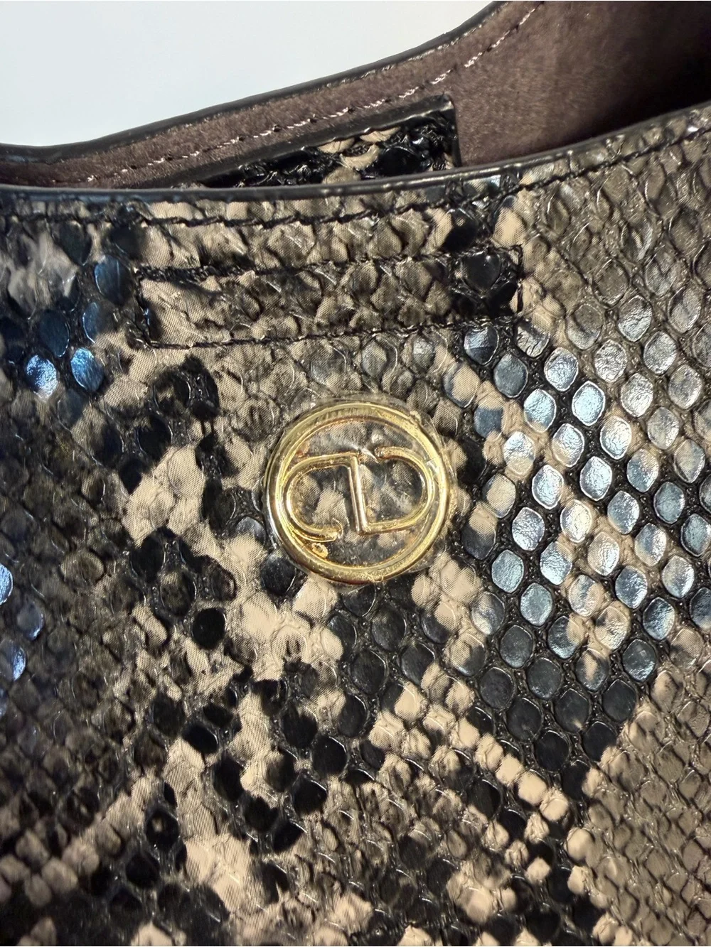 Gianni Bini Snake-Print Black Tote Bag + Pouch included snakeskin oversized bag